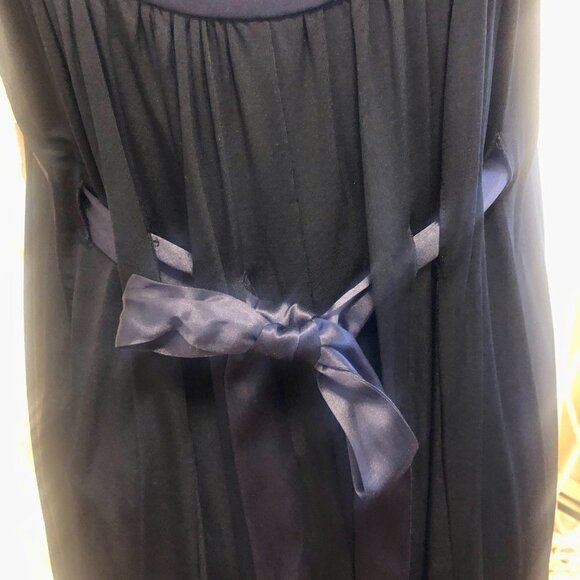 Anne Klein Dark Navy Flowy Cocktail Dress Ribbon Tie Back Scoop Neck Size 6 - Picture 9 of 17